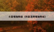 斗音增加粉丝（抖音怎样增加粉丝）