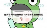 在抖音如何加粉丝团（抖音则么加粉丝团）