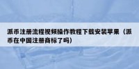 派币注册流程视频操作教程下载安装苹果（派币在中国注册商标了吗）