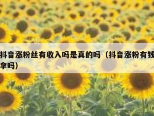抖音涨粉丝有收入吗是真的吗（抖音涨粉有钱拿吗）