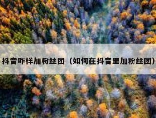 抖音咋样加粉丝团（如何在抖音里加粉丝团）
