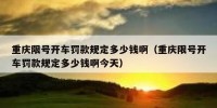 重庆限号开车罚款规定多少钱啊（重庆限号开车罚款规定多少钱啊今天）