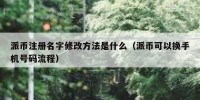 派币注册名字修改方法是什么（派币可以换手机号码流程）