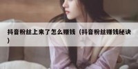 抖音粉丝上来了怎么赚钱（抖音粉丝赚钱秘诀）