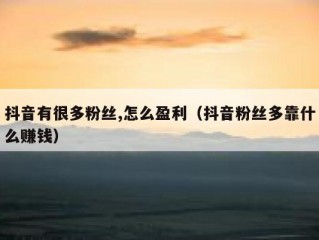 抖音有很多粉丝,怎么盈利（抖音粉丝多靠什么赚钱）
