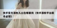 快手官方涨粉入口在哪里找（快手涨粉平台新手必学）