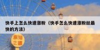 快手上怎么快速涨粉（快手怎么快速涨粉丝最快的方法）
