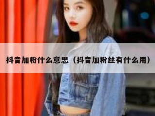 抖音加粉什么意思（抖音加粉丝有什么用）