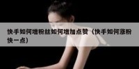 快手如何增粉丝如何增加点赞（快手如何涨粉快一点）