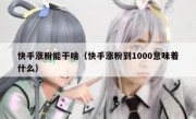 快手涨粉能干啥（快手涨粉到1000意味着什么）