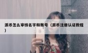 派币怎么审核名字和账号（派币注册认证教程）