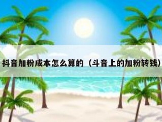 抖音加粉成本怎么算的（斗音上的加粉转钱）