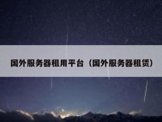 国外服务器租用平台（国外服务器租赁）