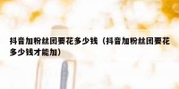 抖音加粉丝团要花多少钱（抖音加粉丝团要花多少钱才能加）