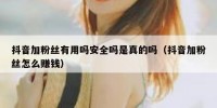 抖音加粉丝有用吗安全吗是真的吗（抖音加粉丝怎么赚钱）