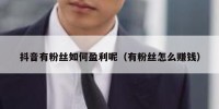 抖音有粉丝如何盈利呢（有粉丝怎么赚钱）