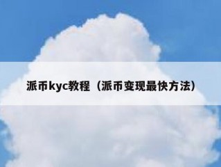 派币kyc教程（派币变现最快方法）