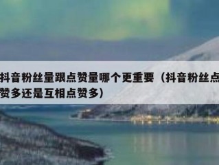 抖音粉丝量跟点赞量哪个更重要（抖音粉丝点赞多还是互相点赞多）