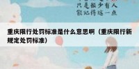 重庆限行处罚标准是什么意思啊（重庆限行新规定处罚标准）