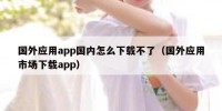 国外应用app国内怎么下载不了（国外应用市场下载app）