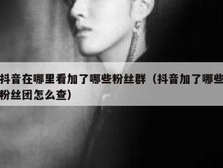 抖音在哪里看加了哪些粉丝群（抖音加了哪些粉丝团怎么查）