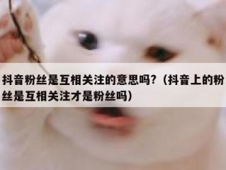 抖音粉丝是互相关注的意思吗?（抖音上的粉丝是互相关注才是粉丝吗）