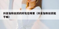 抖音加粉丝团的好处在哪里（抖音加粉丝团能干嘛）