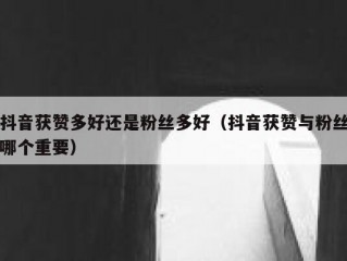 抖音获赞多好还是粉丝多好（抖音获赞与粉丝哪个重要）