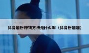 抖音加粉赚钱方法是什么呢（抖音粉加加）