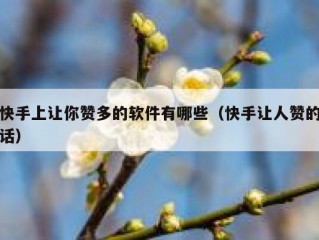 快手上让你赞多的软件有哪些（快手让人赞的话）