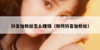 抖音加粉丝怎么赚钱（如何抖音加粉丝）
