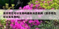 派币现在可以交易吗最新消息新闻（派币现在可以买东西吗）