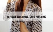 在抖音里怎么加粉丝（抖音如何加粉）
