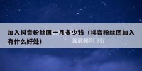 加入抖音粉丝团一月多少钱（抖音粉丝团加入有什么好处）