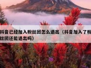 抖音已经加入粉丝团怎么退出（抖音加入了粉丝团还能退出吗）