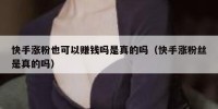 快手涨粉也可以赚钱吗是真的吗（快手涨粉丝是真的吗）