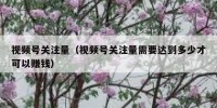 视频号关注量（视频号关注量需要达到多少才可以赚钱）