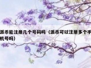 派币能注册几个号码吗（派币可以注册多个手机号吗）
