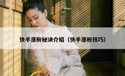快手涨粉秘诀介绍（快手涨粉技巧）