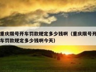 重庆限号开车罚款规定多少钱啊（重庆限号开车罚款规定多少钱啊今天）