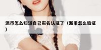 派币怎么知道自己实名认证了（派币怎么验证）