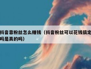 抖音靠粉丝怎么赚钱（抖音粉丝可以花钱搞定吗是真的吗）