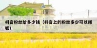 抖音粉丝给多少钱（抖音上的粉丝多少可以赚钱）