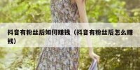 抖音有粉丝后如何赚钱（抖音有粉丝后怎么赚钱）
