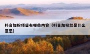 抖音加粉项目有哪些内容（抖音加粉丝是什么意思）