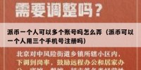 派币一个人可以多个账号吗怎么弄（派币可以一个人用三个手机号注册吗）