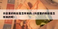 抖音里的粉丝是怎样来的（抖音里的粉丝是怎样来的呢）