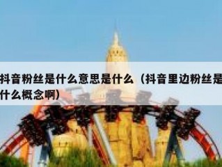 抖音粉丝是什么意思是什么（抖音里边粉丝是什么概念啊）
