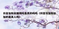 抖音加粉丝赚钱吗是真的吗吗（抖音抖加粉丝加的是真人吗）