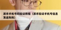 派币手机号码验证教程（派币验证手机号信息发送失败）